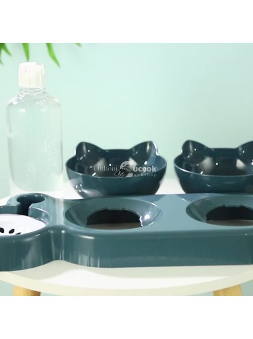 Macska etető tál szett automata vízadagolóval Sötétkék - Praktikus és stílusos állateledel adagoló rendszer