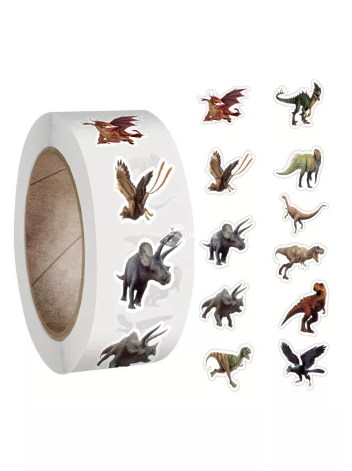 550 db-os Dinoszauruszos Matricatekercs Dínó 1 - Kreatív Gyermekfoglalkoztató és Dekorációs Csomag