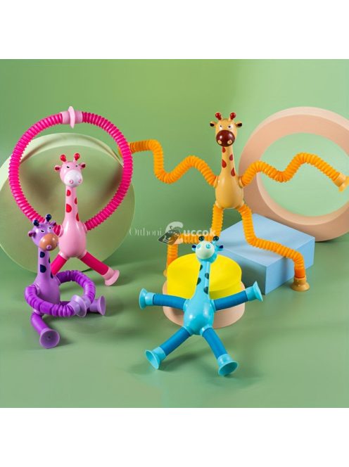 Teleszkópos lábú lila zsiráf játék tapadókorongokkal gyermekeknek
