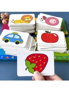   16 darabos Montessori fejlesztő Puzzle Kártya játék gyermekeknek