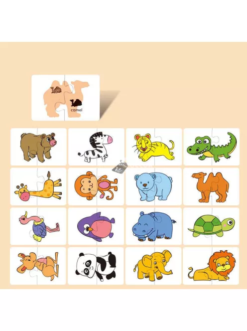 16 darabos Montessori fejlesztő Puzzle Kártya játék gyermekeknek