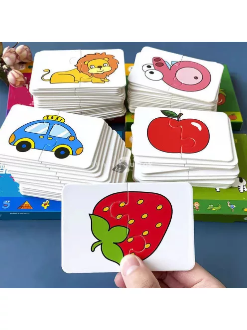 16 darabos Montessori fejlesztő Puzzle Kártya játék gyermekeknek