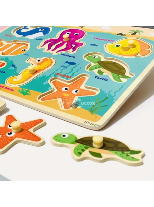 Montessori fejlesztő fa puzzle játék Járművek gyerekeknek 1