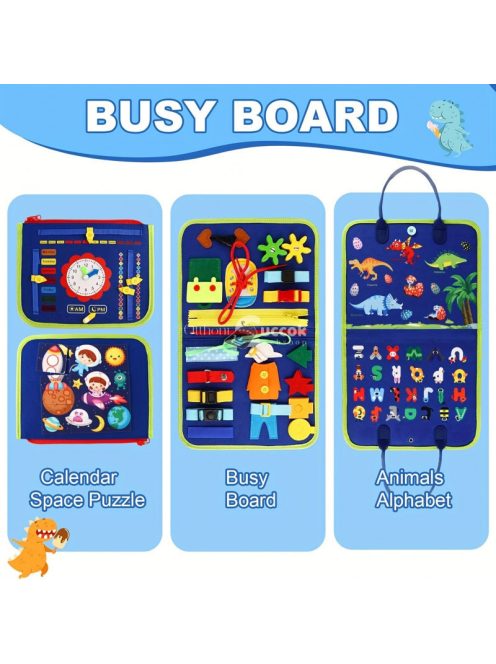 25 az 1-ben Matató Táska, Érzékszervi Fejlesztő Játék Gyerekeknek, Kék Színben