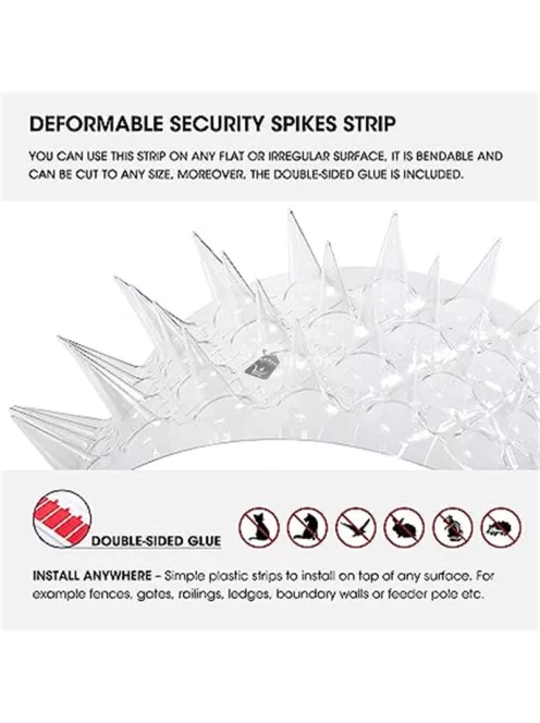 Macska- és madár riasztó tüskék kerítésre kültéri védelemhez
