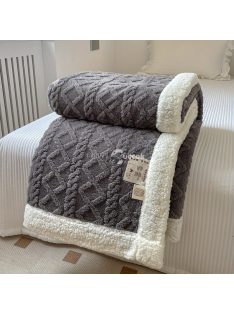  Kétoldalas Puha Szőrmés Ágytakaró Sötétszürke - Meleg és Kényelmes Pléd Hálószobába vagy Nappaliba
