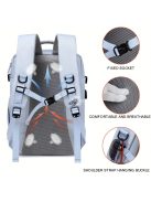 Nagy kapacitású világosszürke utazó hátizsák cipőtartó zsebbel, ideális kiránduláshoz és utazáshoz