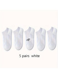   5 pár Puha, Légáteresztő Fehér Zokni Kényelmes Mindennapi Használatra