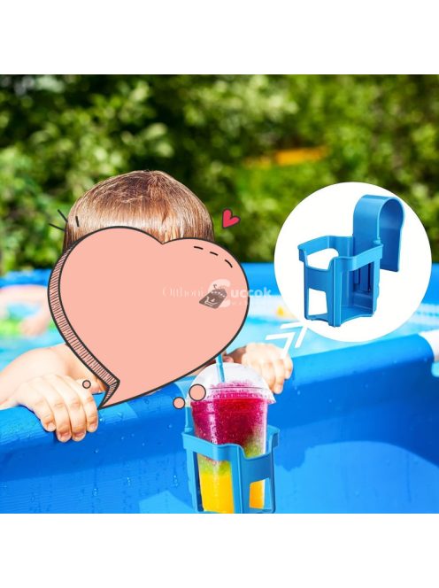 Medence falra akasztható pohártartó, 2db Kék - Praktikus ital tároló úszómedencékhez