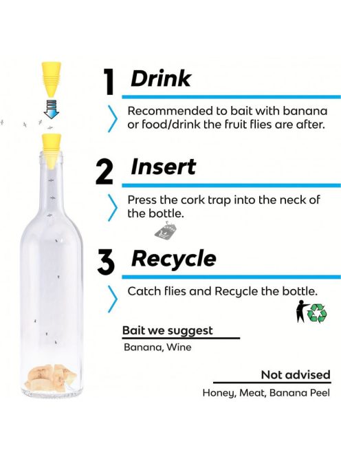 2db Muslica csapda, gyümölcslégy fogó palackdugó, hatékony kártevőirtó rendszer otthoni használatra