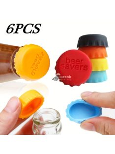   6db-os Szilikon Üvegzáró Kupak Szett Boros és Sörös Üvegekhez, Többször Használható és Légmentesen Záró