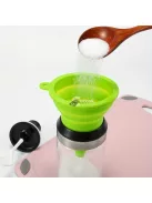 Összecsukható szilikon tölcsér Zöld - Praktikus konyhai eszköz folyadékok és porok adagolásához