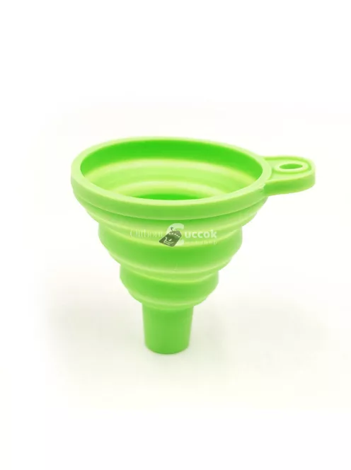 Összecsukható szilikon tölcsér Zöld - Praktikus konyhai eszköz folyadékok és porok adagolásához