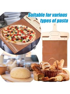   Csúsztató pizzalapát, tészta áthelyező lapát, rozsdamentes acél sütőeszköz pizzakészítéshez