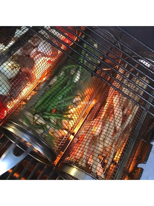 Henger alakú grillező kosár, 20cm - ideális forgatható sütéshez és grillezéshez
