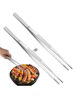   Rozsdamentes acél konyhai és grillcsipesz, hőálló és tartós kivitelben