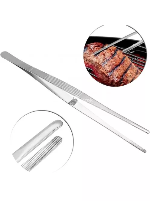 Rozsdamentes acél konyhai és grillcsipesz, hőálló és tartós kivitelben