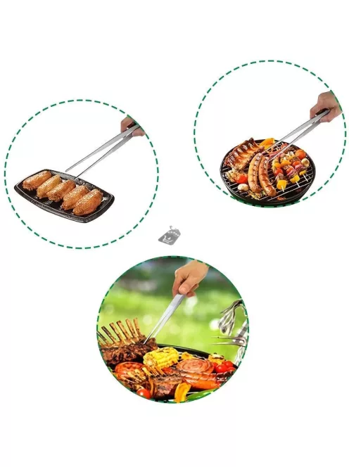 Rozsdamentes acél konyhai és grillcsipesz, hőálló és tartós kivitelben