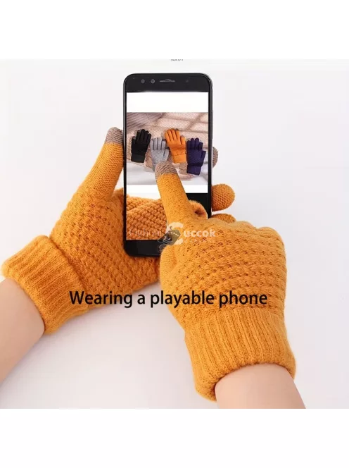 Érintőképernyős Kompatibilis Unisex Téli Kesztyű Fehér Színben