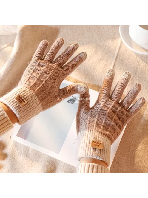 Téli Unisex Érintőképernyős Kötött Kesztyű, Fekete Színben, 1 Pár