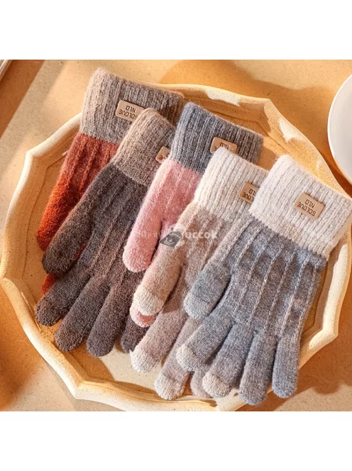 Téli Unisex Érintőképernyős Kötött Kesztyű, Fekete Színben, 1 Pár