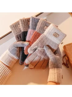   Téli Unisex Érintőképernyős Kötött Kesztyű, Fekete Színben, 1 Pár