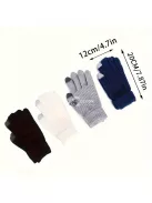 Kötött Érintőképernyős Kesztyűk Telefonhasználathoz, Fehér Színben (1 pár)