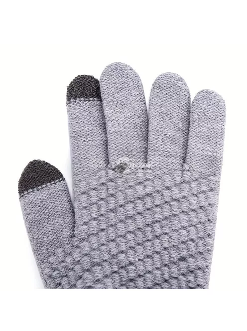 Kötött Érintőképernyős Kesztyűk Telefonhasználathoz, Fehér Színben (1 pár)