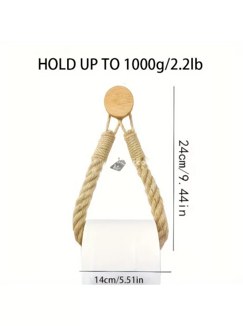 Kenderkötél WC Papír Tartó - Természetes Anyagból Készült Fürdőszobai Kiegészítő