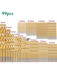   99db Titán Bevonatú Fúrószár Készlet Fémhez és Faanyagokhoz