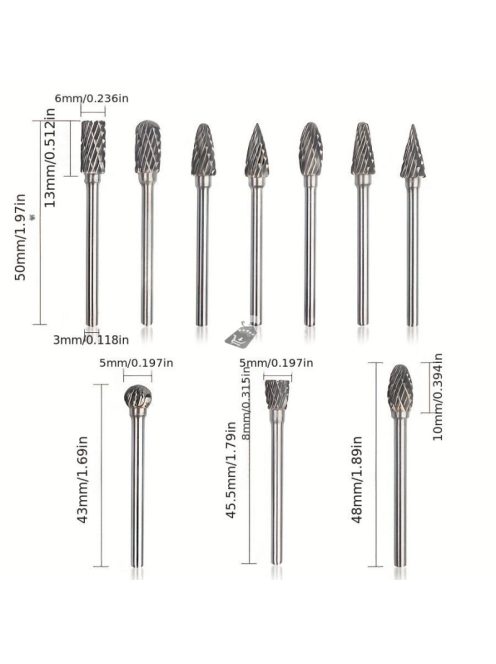 Profilmaró és Sorjamaró Készlet 10db - Precíziós Szerszámkészlet Fémmegmunkáláshoz