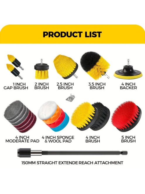 7db Fúrógéphez Illeszthető Súrolókefe Készlet Tisztításhoz