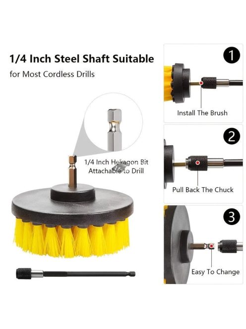 7db Fúrógéphez Illeszthető Súrolókefe Készlet Tisztításhoz