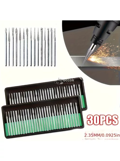 30db Gyémántfejű Csiszoló Készlet Gravírozógéphez - Precíziós Kiegészítők