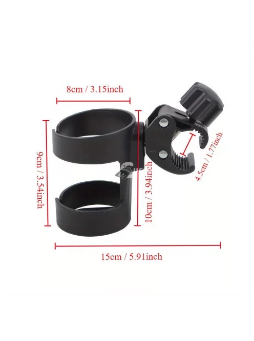 Univerzális, 360 fokban Forgatható Pohártartó Babakocsihoz, Stabil és Könnyen Rögzíthető