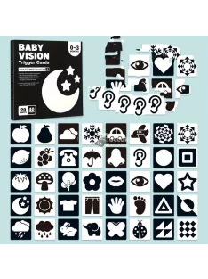   Fekete-fehér Kontraszt Kártyák Újszülötteknek 0-3 Hónapos Korig Vizualizációs Fejlesztéshez