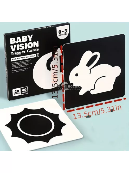 Fekete-fehér Kontraszt Kártyák Újszülötteknek 0-3 Hónapos Korig Vizualizációs Fejlesztéshez