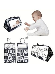   Fekete-Fehér Oktatószőnyeg Babáknak Piros - Kontrasztos Fejlesztő Játszószőnyeg Csecsemőknek