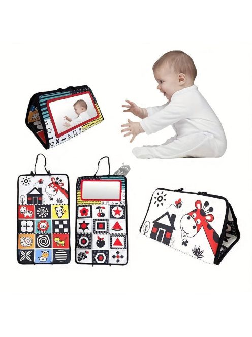 Fekete-Fehér Oktatószőnyeg Babáknak Piros - Kontrasztos Fejlesztő Játszószőnyeg Csecsemőknek