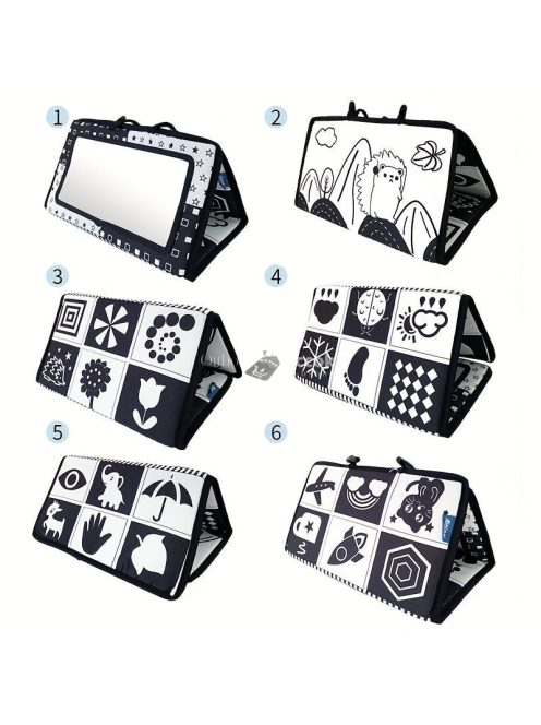 Fekete-Fehér Oktatószőnyeg Babáknak Piros - Kontrasztos Fejlesztő Játszószőnyeg Csecsemőknek