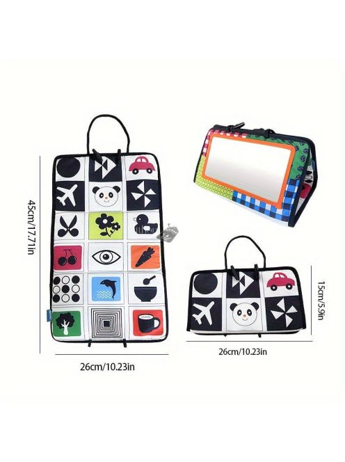 Fekete-Fehér Oktatószőnyeg Babáknak Piros - Kontrasztos Fejlesztő Játszószőnyeg Csecsemőknek