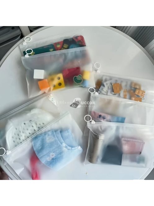 5db Átlátszó Cipzáros Rendszerező Tasak Utazáshoz és Tároláshoz