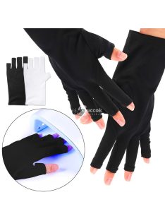   Fekete UV védő kesztyűk gél manikűrhöz és műkörömhöz, ujjatlan kesztyűk szalonoknak és otthoni használatra