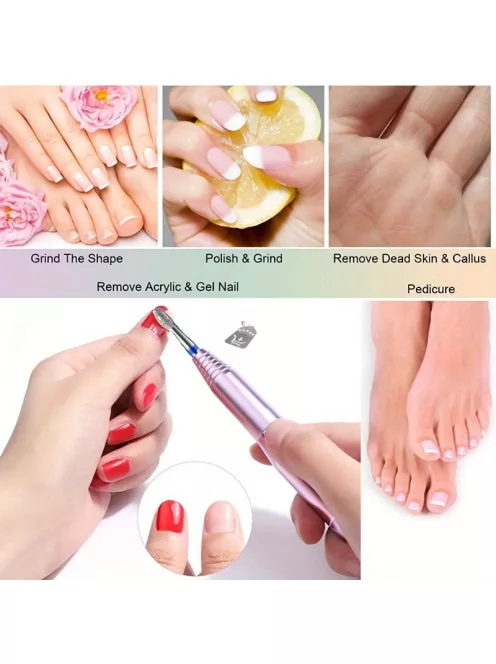 30db/készlet Körömpolírozó Bitek és Tisztítókefe, Pedikűr és Manikűr Eltávolító Akril Zseléhez, Nail Art Körömfúró Eszközök