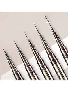   5db UV géllakk körömbélés ecsetkészlet – Rajzvonalak, Csíkfestés és Virágtoll Körömdíszítéshez, Fém fogantyús csíkozó ecsetek – 6/9/12/15/18mm méretben manikűrhöz
