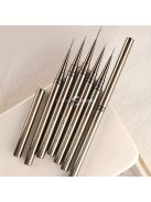 5db UV géllakk körömbélés ecsetkészlet – Rajzvonalak, Csíkfestés és Virágtoll Körömdíszítéshez, Fém fogantyús csíkozó ecsetek – 6/9/12/15/18mm méretben manikűrhöz