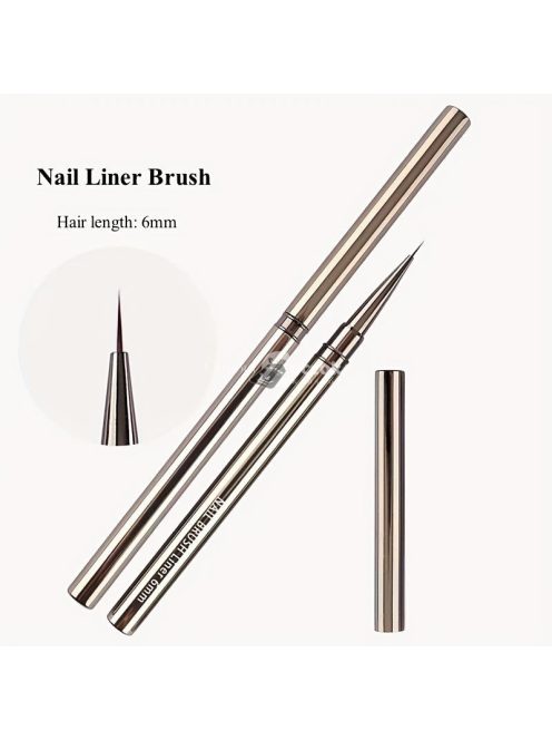 5db UV géllakk körömbélés ecsetkészlet – Rajzvonalak, Csíkfestés és Virágtoll Körömdíszítéshez, Fém fogantyús csíkozó ecsetek – 6/9/12/15/18mm méretben manikűrhöz