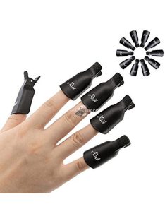   10 db UV géllakk eltávolító csomagolóeszköz - Professzionális műanyag akril körömdíszítő áztató sapka klip fekete színben, egyszerű felvitelhez és eltávolításhoz