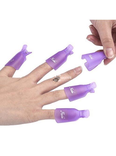 10 db UV géllakk eltávolító csomagolóeszköz - Professzionális műanyag akril körömdíszítő áztató sapka klip fekete színben, egyszerű felvitelhez és eltávolításhoz