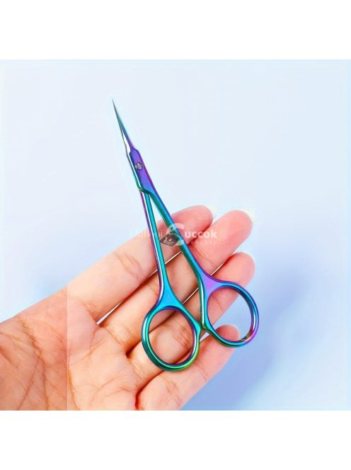 Rozsdamentes acél precíziós körömápoló olló hajlított heggyel professzionális használatra